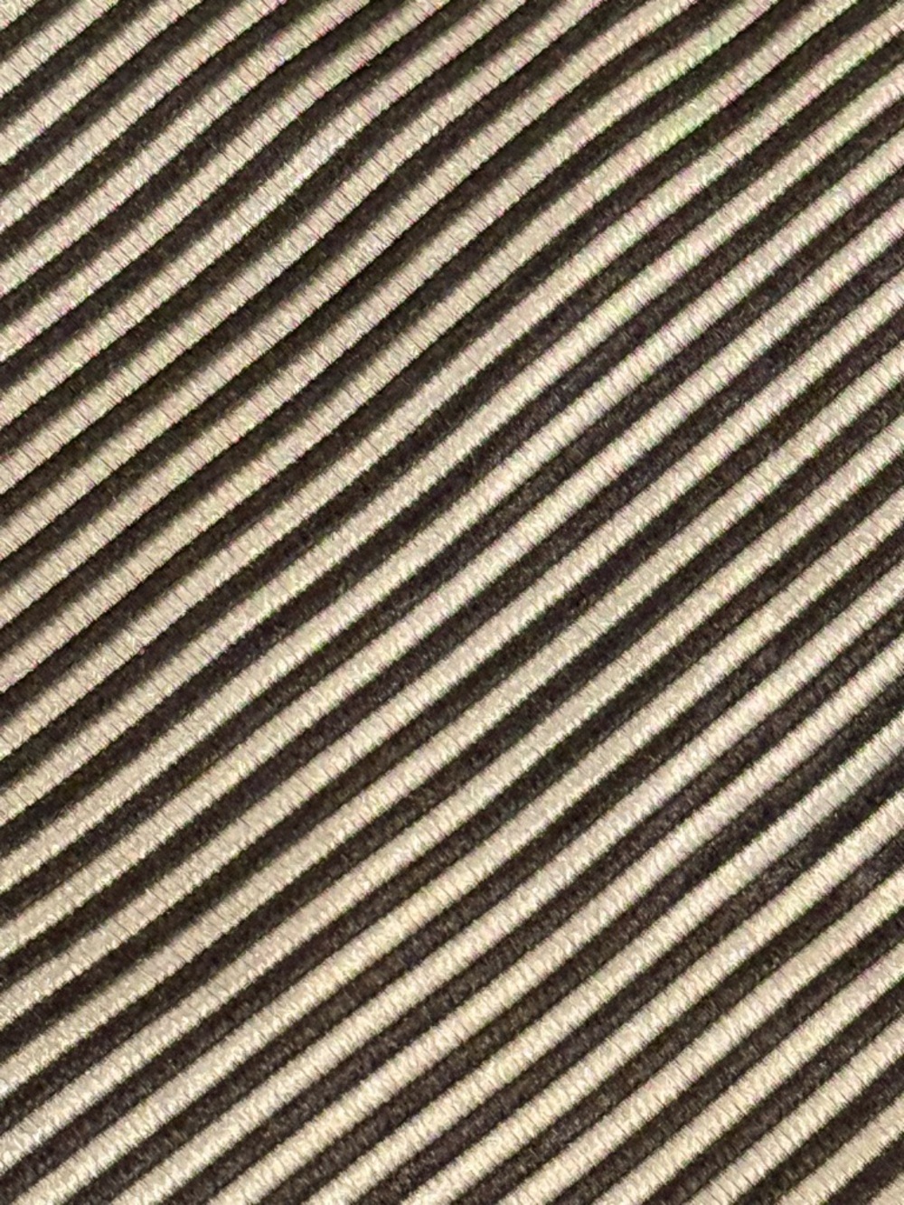 Neiman Marcus 100% Silk Mens Necktie Chocolate Brown Tan Diagonal Repp Stripe - Picture 2 of 5